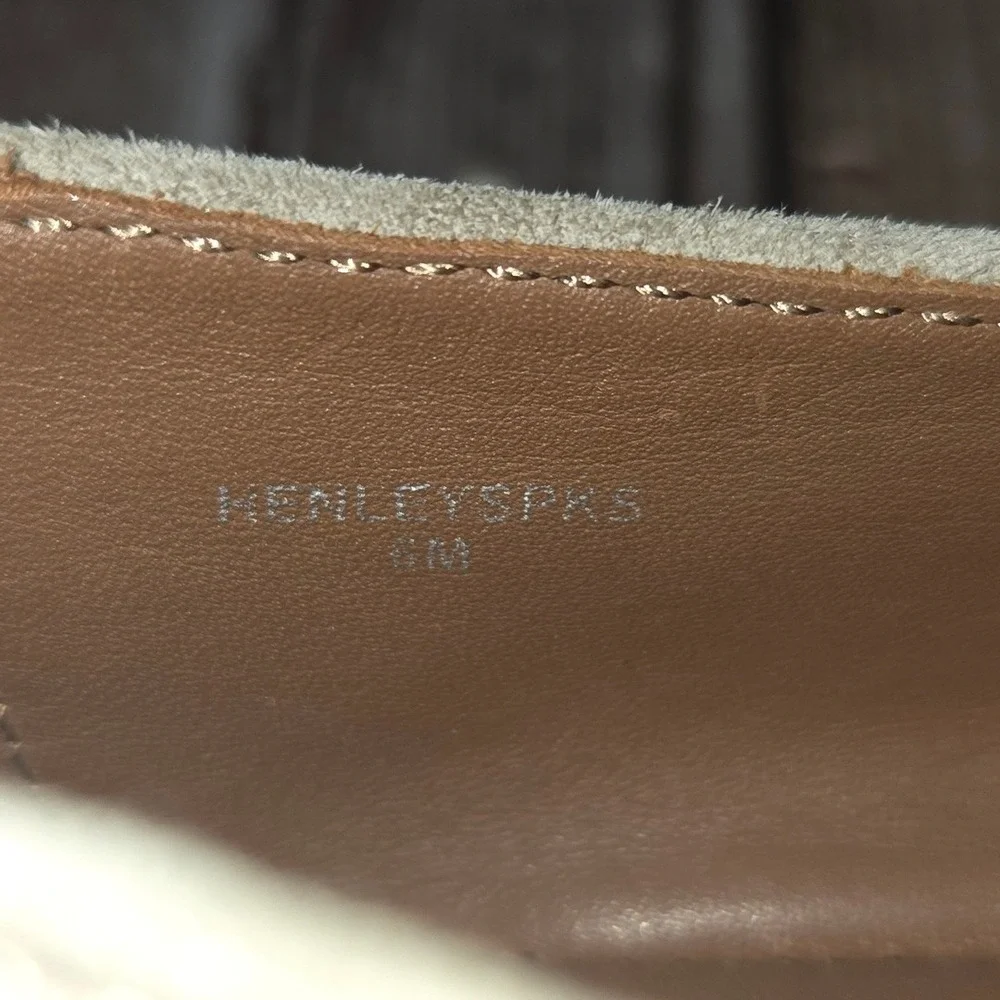 Sz 6 M Donald‎ J Pliner Henley Studded Suede Loafers Tan Gold Silver Shoes VGUC